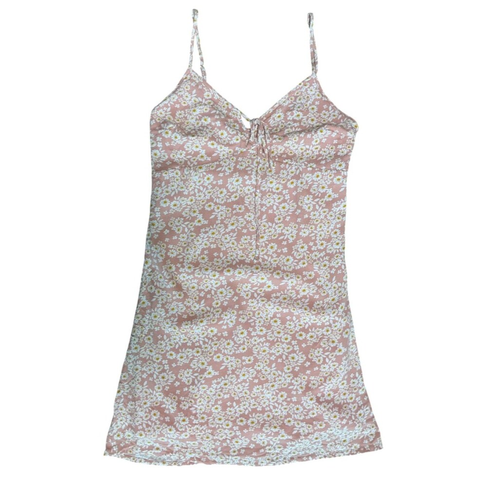Hollister Pink Floral Tie Front Mini Dress XS